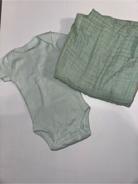Swaddle Designs Mint Green Bodysuit and Muslin Swaddle Set